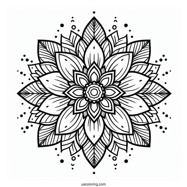 Easy Flower Mandala Coloring Page With Pointed Petals