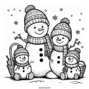 Snowman Family Coloring Sheet