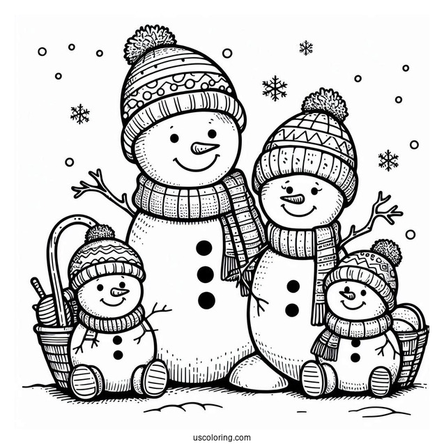 Snowman Family Coloring Sheet