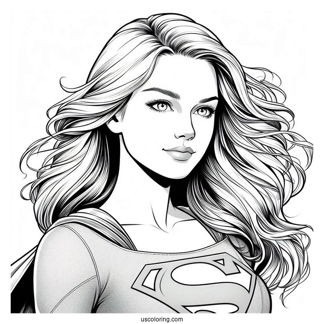 Realistic Kara Zor El Supergirl Coloring Page