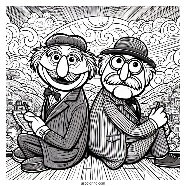 Muppets Coloring Page Of Statler And Waldorf Back To Back