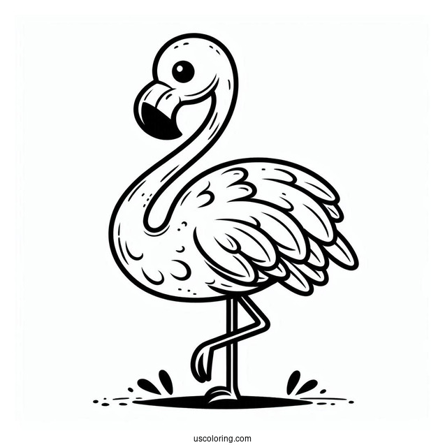 Cute Cartoon Flamingo To Color For Preschoolers
