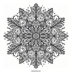 Intricate Snowflake Coloring Page Mandala