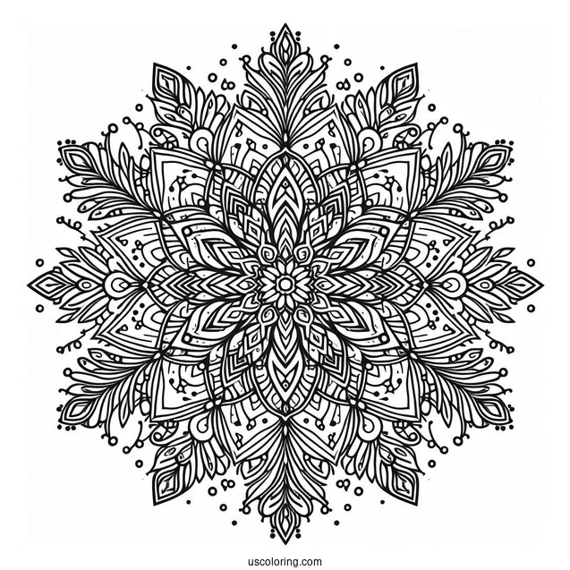 Intricate Snowflake Coloring Page Mandala