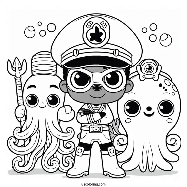 Octonauts Coloring Page Of Captain Barnacle, Shellington, And Vegimals