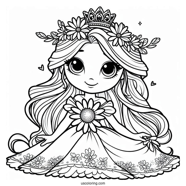 Simple Princess Daisy Coloring Page