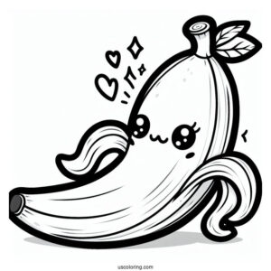 Chibi Banana Coloring Page For Preschoolers