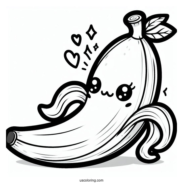 Chibi Banana Coloring Page For Preschoolers