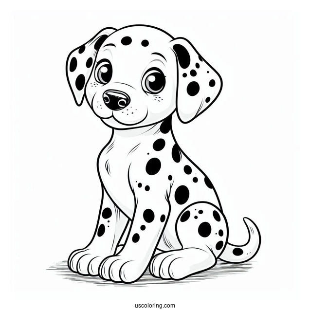 Dalmatian Puppy Sitting Coloring Page