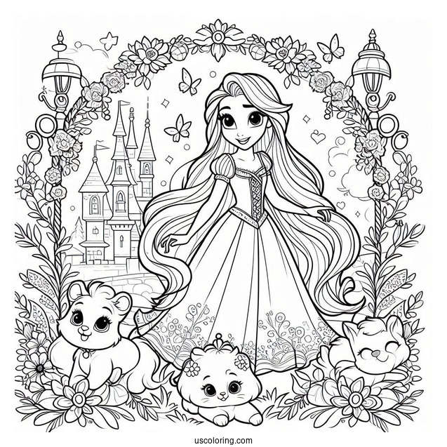 Palace Pets Coloring Page Of Rapunzel With Petite Palace Pets