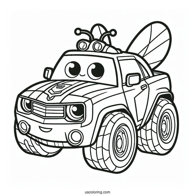 Bumblebee In Car Form Rescue Bots Coloring Page