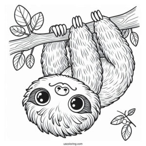 Cute Baby Sloth Hanging Upside Down