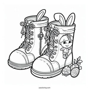 Boots And Dora Dressed Up For Easter To Color