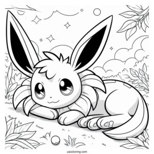 Easy Sylveon Coloring Page Lying On The Ground