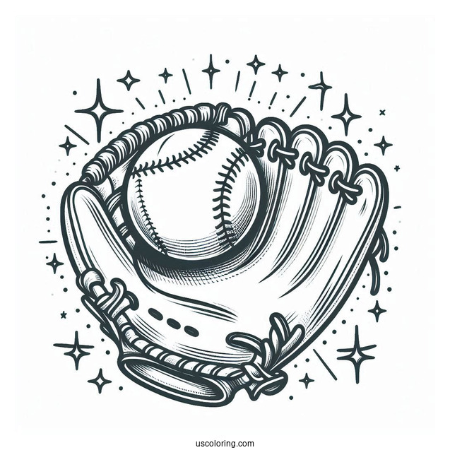 Coloring Page Of a Baseball And Glove