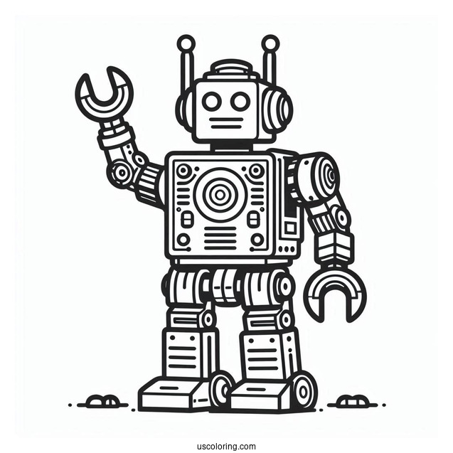 Simple Lego Robot Coloring Page For Kids