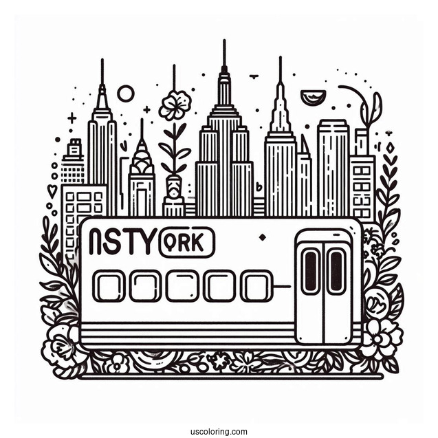 New York Coloring Page Of Metrocard Outline For Kids