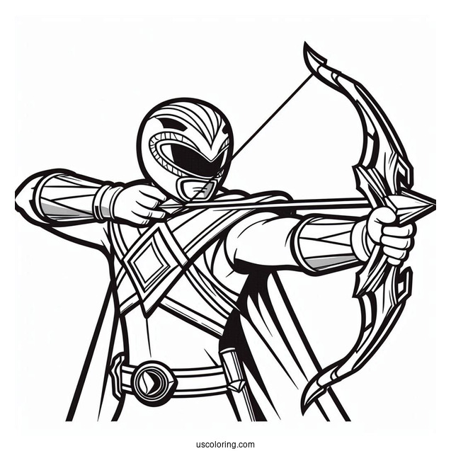 Power Ranger Holding Bow Coloring Sheet