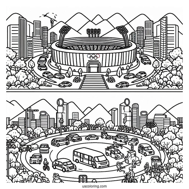 Busy Olympics Coloring Page Of Stadium