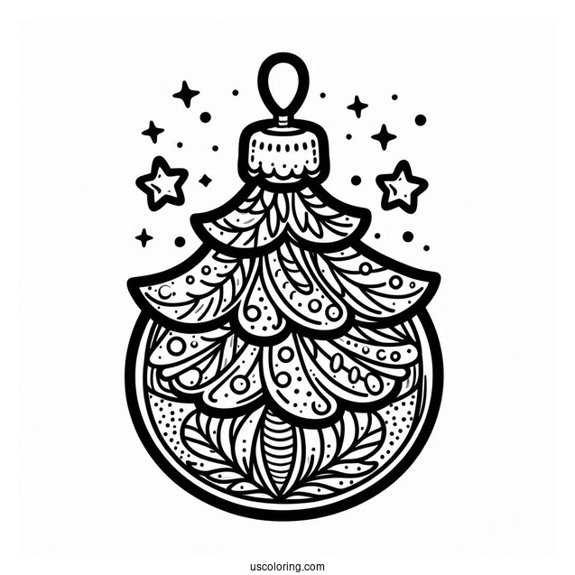 Cartoon Tree Ornament Christmas Ornaments Coloring Page