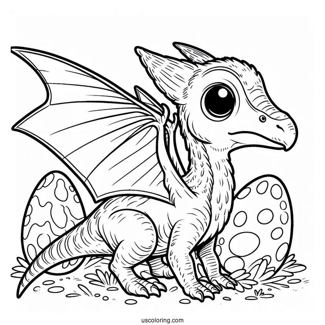 Pterodactyl Coloring Page Hatchling For Kids