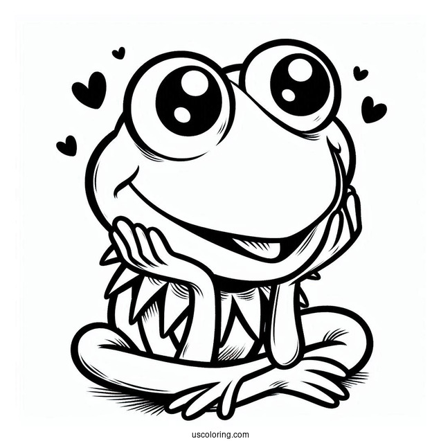 Muppets Coloring Page Of Happy Kermit The Frog For Kids