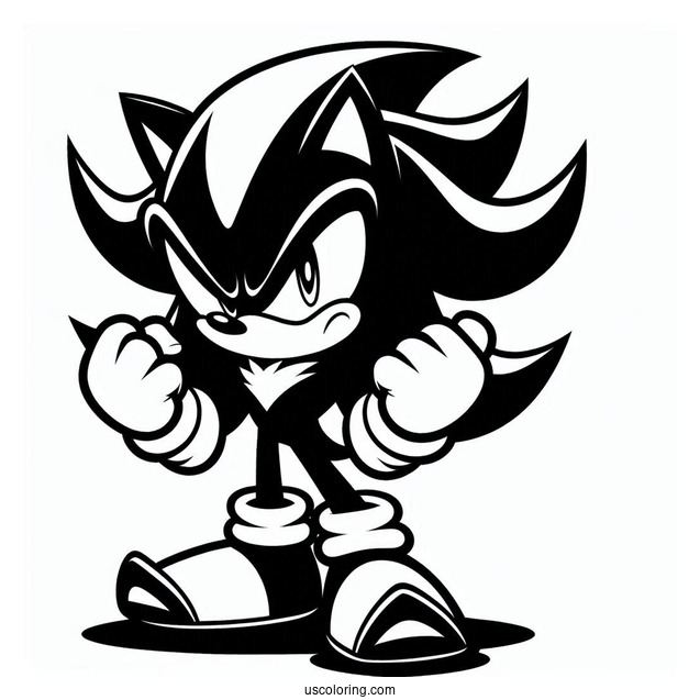 Angry Shadow Coloring Page Making A Fist
