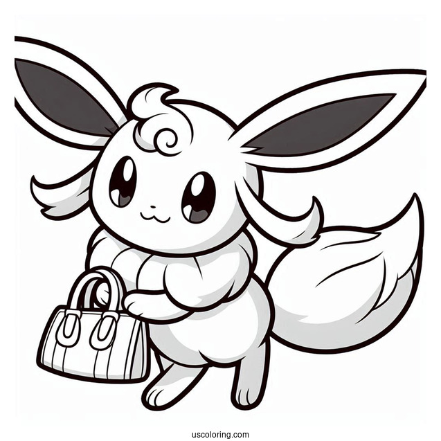 Happy Sylveon Coloring Page Carrying Handbag