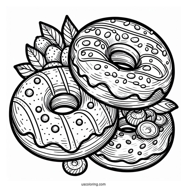 Donuts Coloring Page