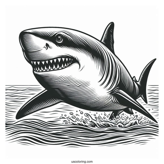 Great White Shark Coloring Page With Mouth Open