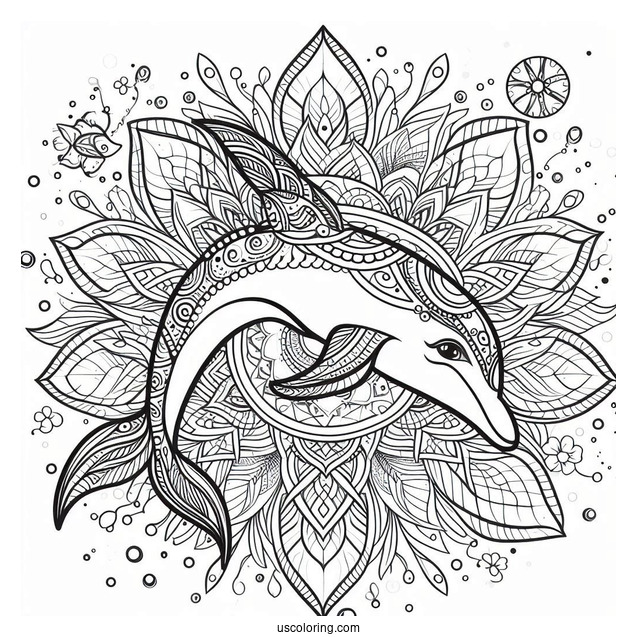 Mandala Dolphin Coloring Sheet For Adults