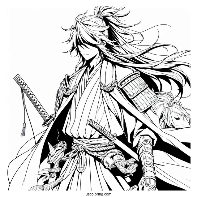 Manga Coloring Page Of The Elusive Samurai