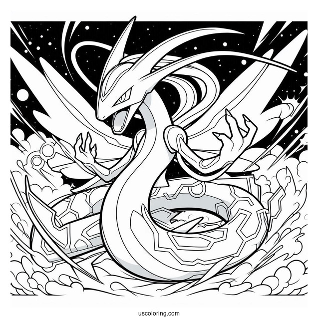 Rayquaza Coloring Page Amazing Burst Pokemon Card