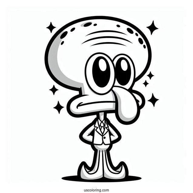 Chibi Squidward Coloring Page For Preschoolers