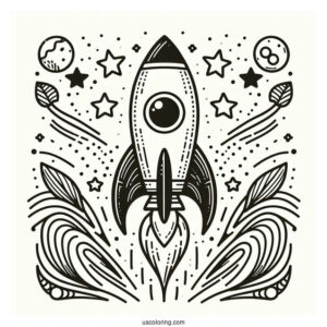 Abstract Rocket Coloring Page For Adults