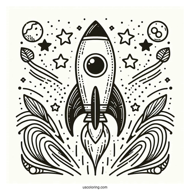 Abstract Rocket Coloring Page For Adults