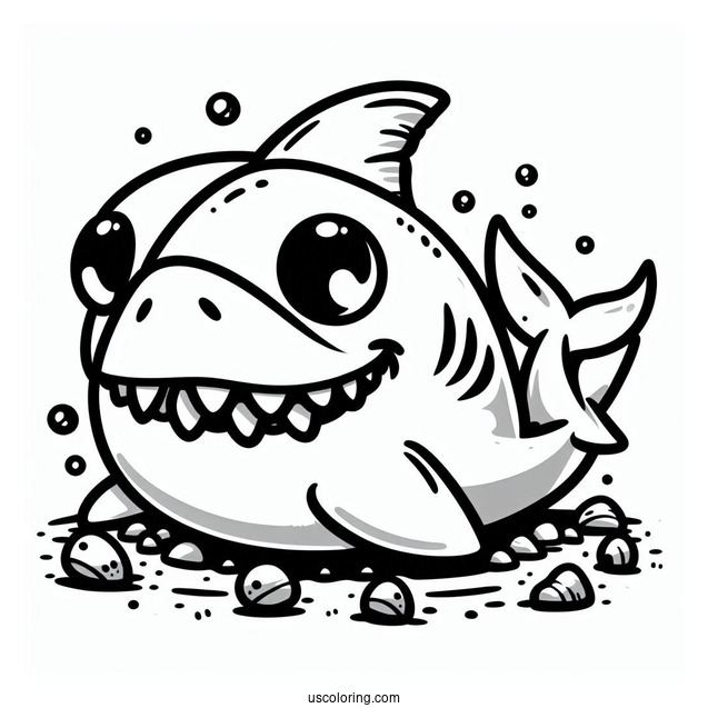 Scary Cartoon Shark Coloring Page