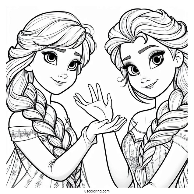 Anna And Elsa To Color For Kids