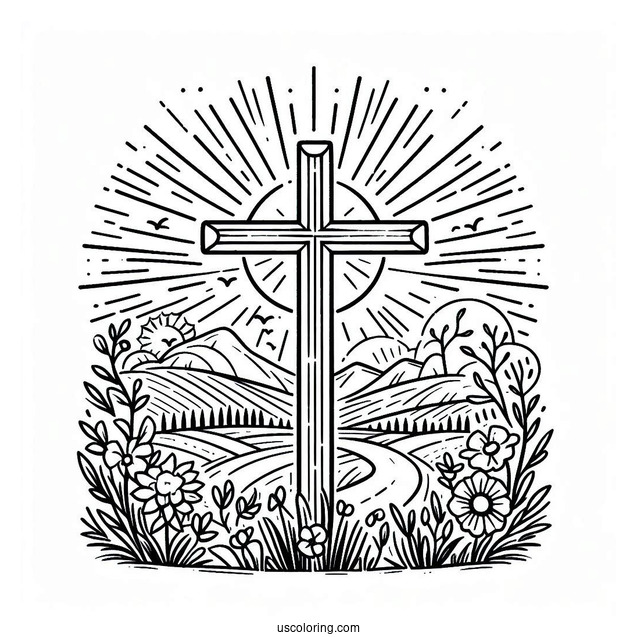 Easy Sunday School Cross For Coloring
