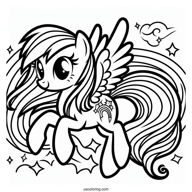 Easy Rainbow Dash Coloring Page For Kids