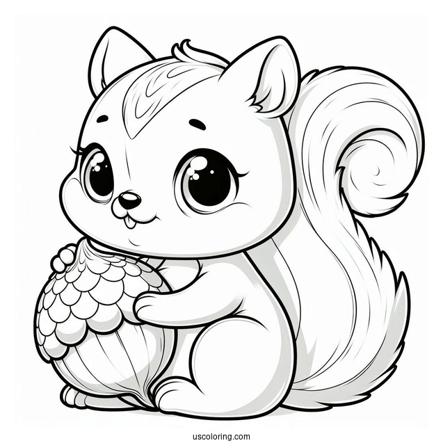 Baby Squirrel Coloring Page Holding Chestnut Coloring Sheet