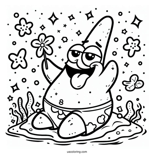 Simple Outline Of Patrick Star Coloring Page Drooling