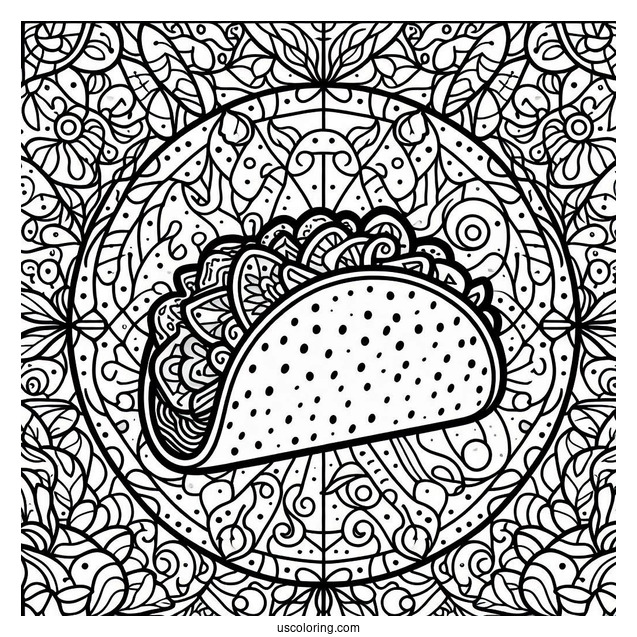 Taco In Front Of An Intricate Stained Glass
