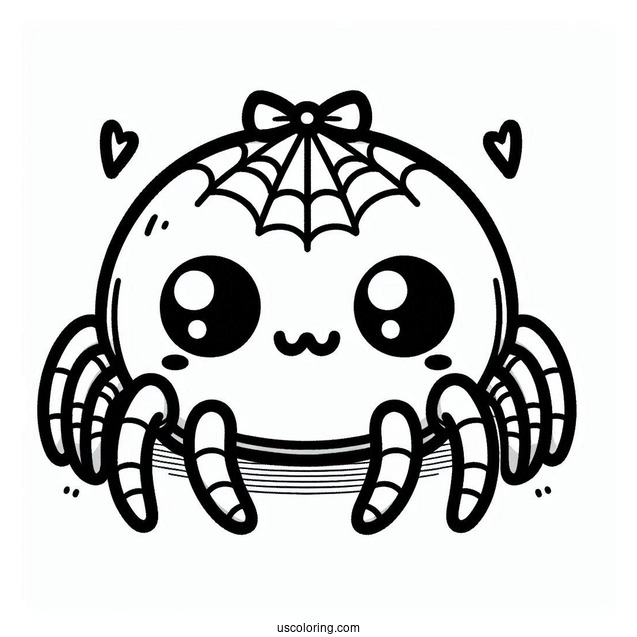 Adorable Kawaii Spider Coloring Page
