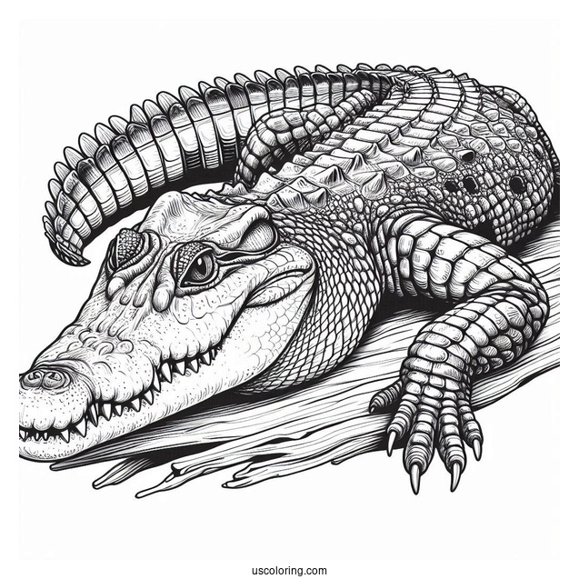 Realistic Coloring Page Of American Crocodile