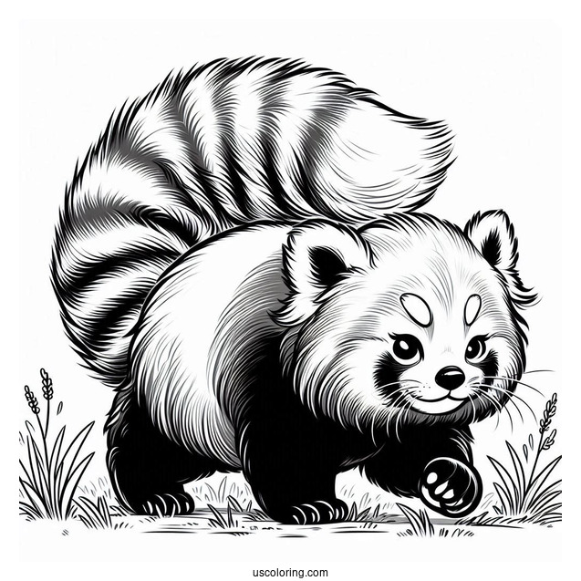 Red Panda Walking In Long Grass