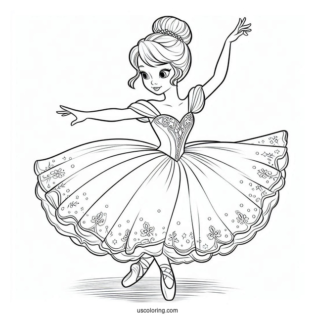 Coloring Page Of Cinderella As a Ballerina