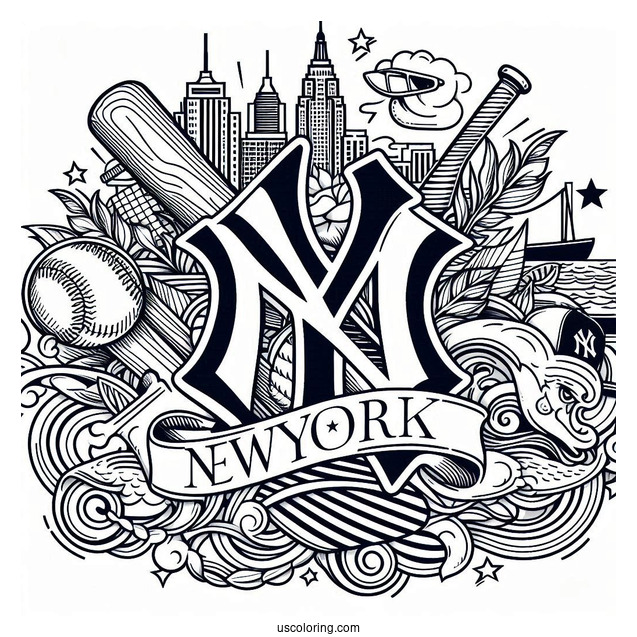 New York Coloring Page Of Yankees Logo
