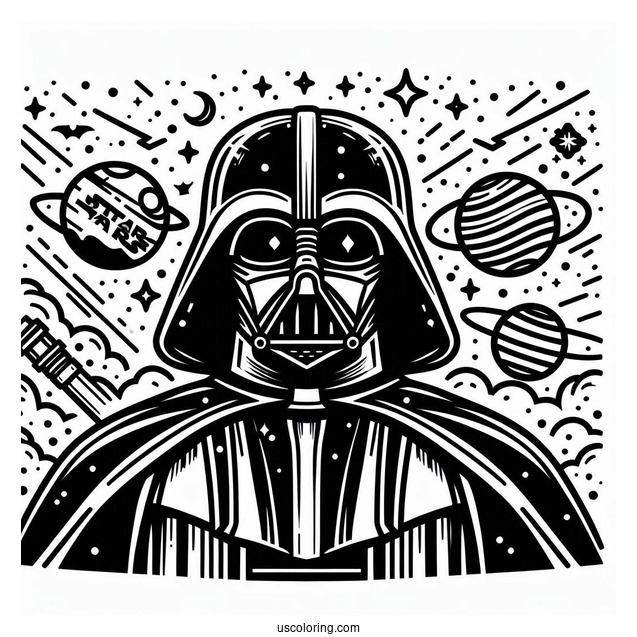 Easy Darth Vader Coloring Page For Kids