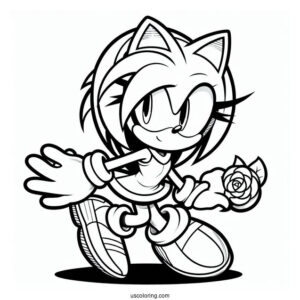 Amy Rose In Super Smash Bros Coloring Sheet